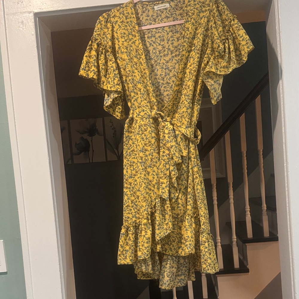 Max Studio Mustard Floral High Low Dress